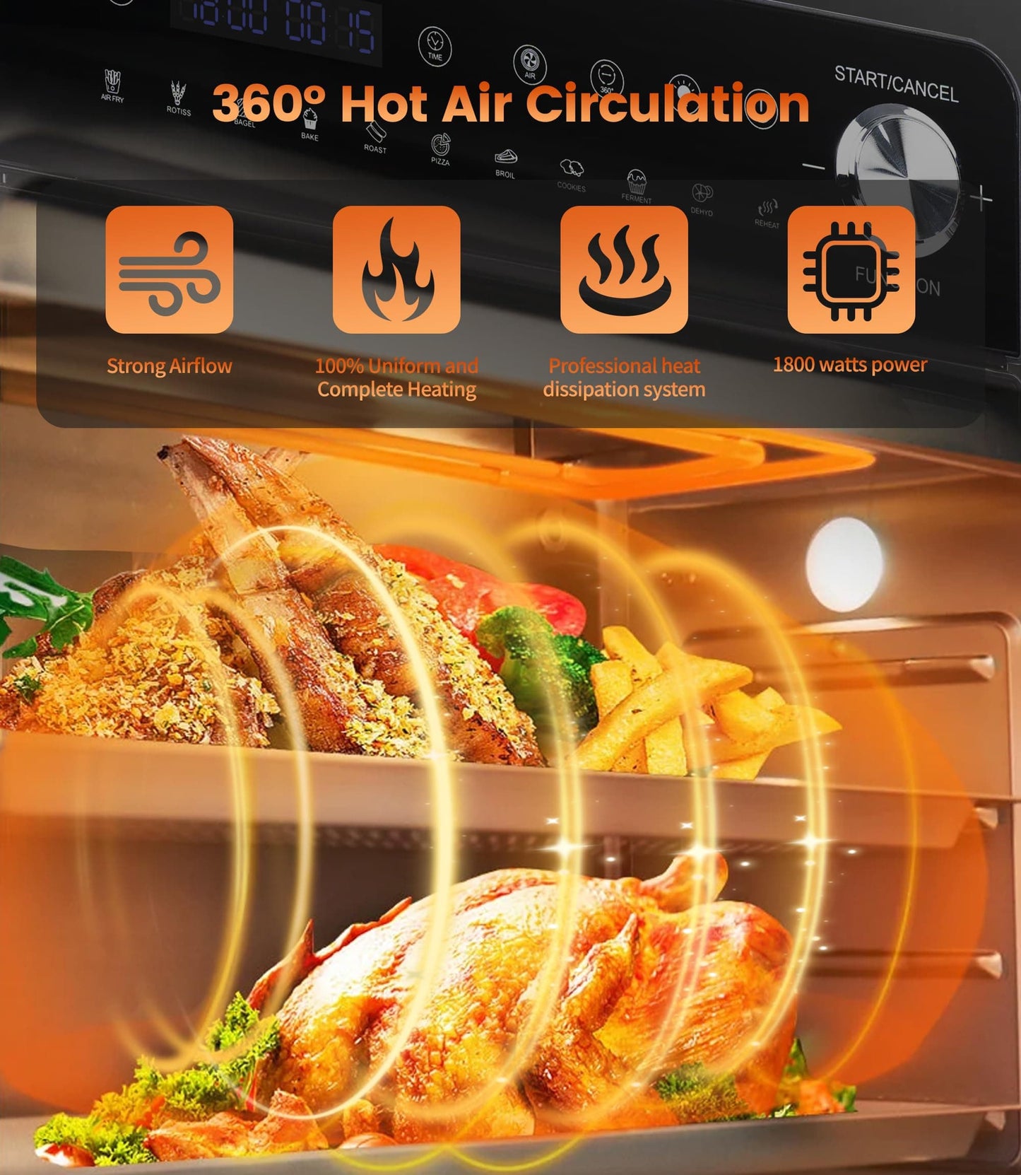 Emphsism 14L Mini Backofen & Heißluftfritteuse – 11-in-1 Smart Airfryer Ofen für maximale Vielseitigkeit