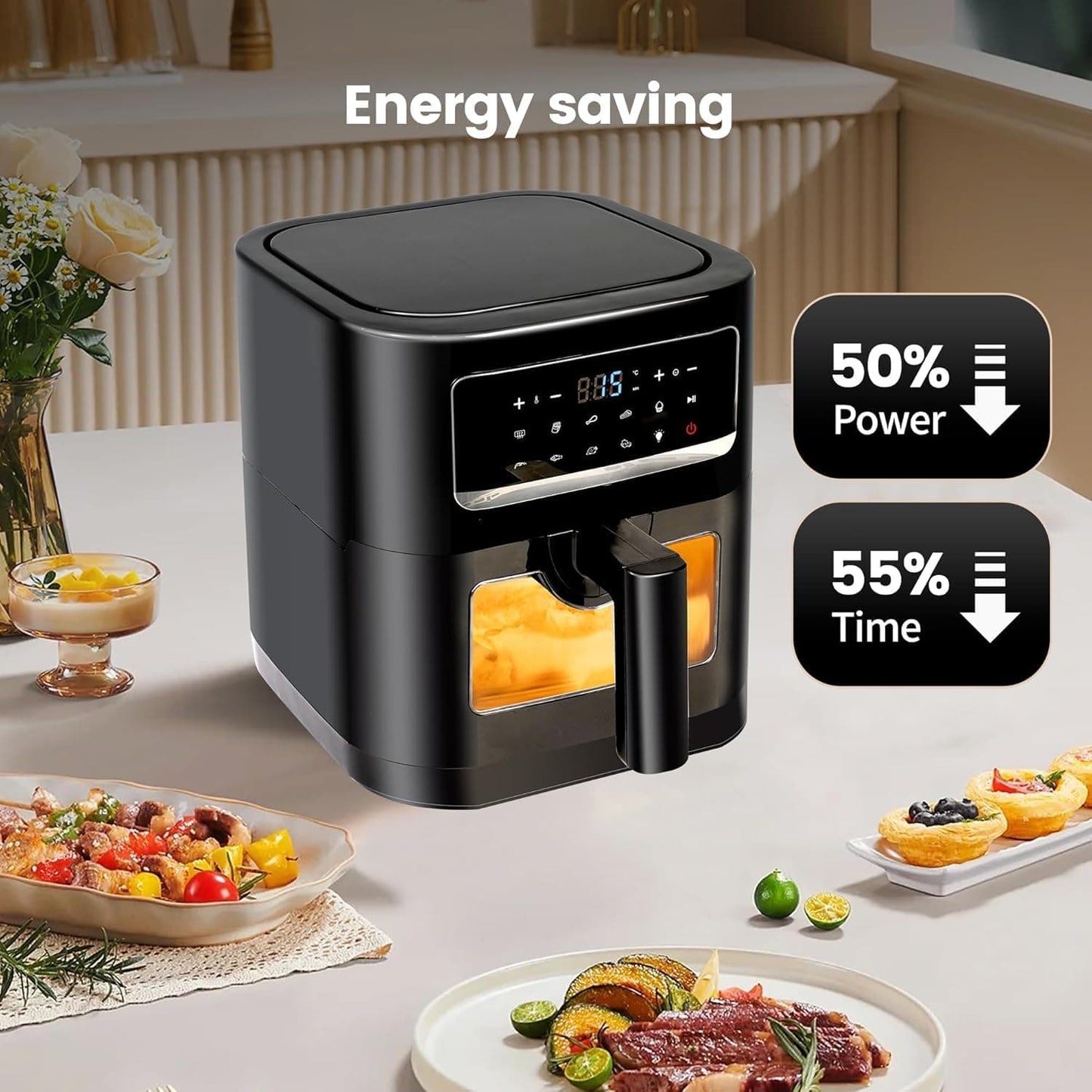 Emphsism Airfryer 7L mit Sichtfenster – Gesünder Genießen & Effizient Kochen