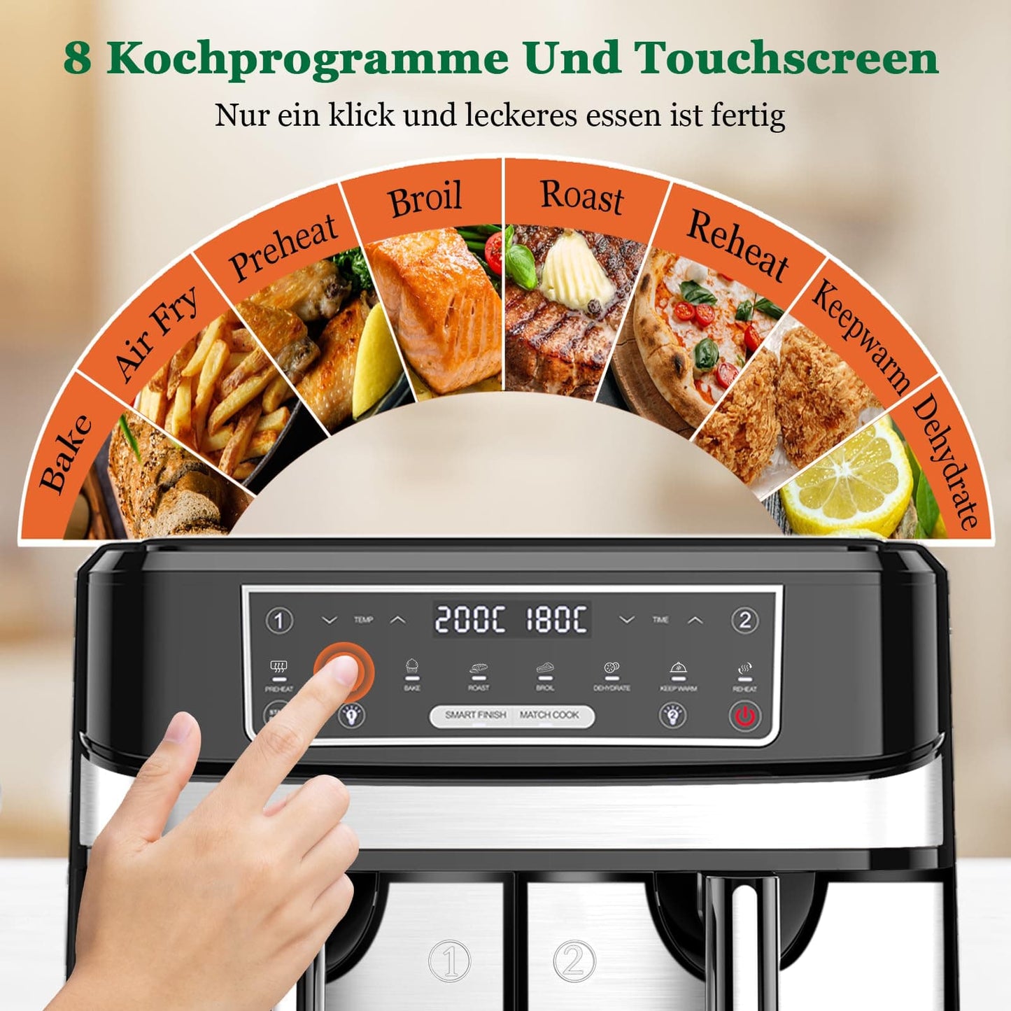 Emphsism Dual Zone Airfryer 9L – Doppelkammer für paralleles Kochvergnügen