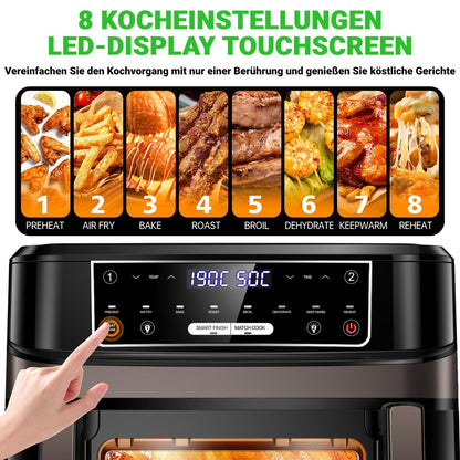Emphsism Flexi-Airfryer 12L XXL – Anpassbare Einzel- & Doppelkammer für jede Gelegenheit