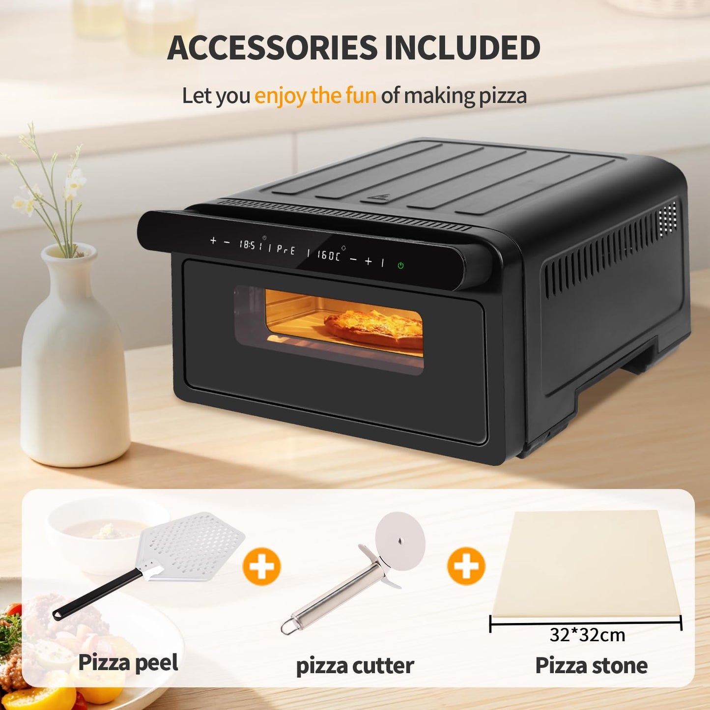 Emphsism Premium Pizzamaker – Perfekte Pizza in 3 Minuten, wie vom Profi