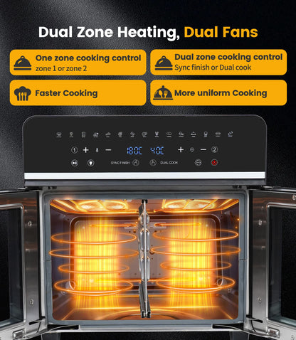 Emphsism XXL Dual Zone Airfryer Ofen 23L – Das 11-in-1 Küchenwunder für jeden Anlass