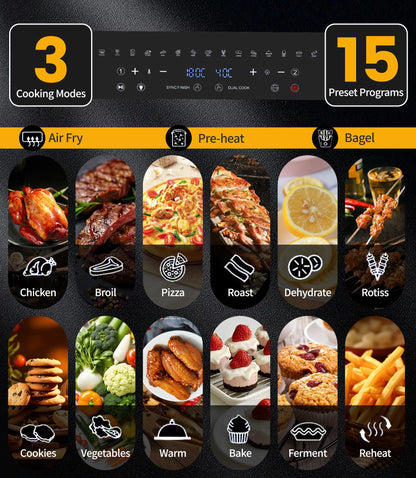 Emphsism XXL Dual Zone Airfryer Ofen 23L – Das 11-in-1 Küchenwunder für jeden Anlass