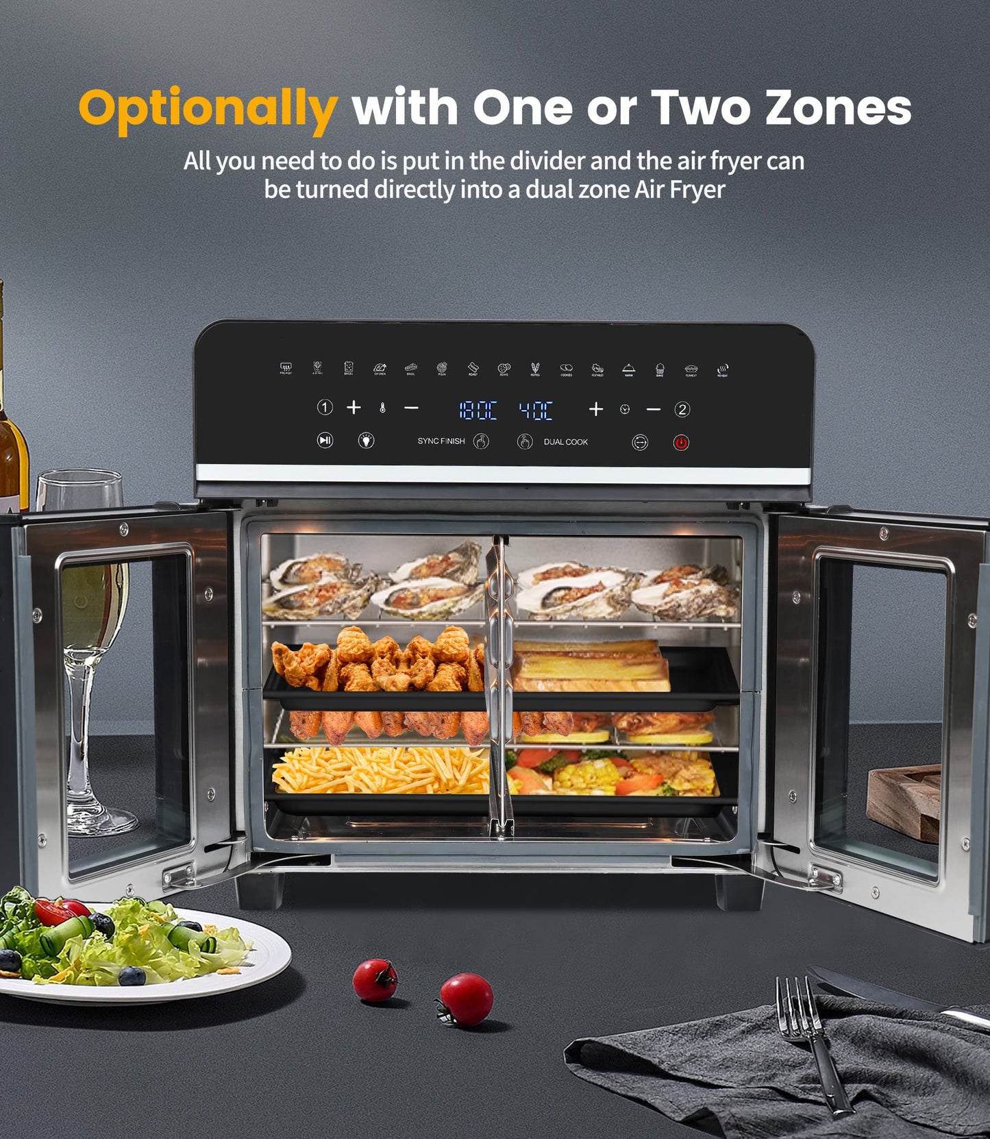 Emphsism XXL Dual Zone Airfryer Ofen 23L – Das 11-in-1 Küchenwunder für jeden Anlass