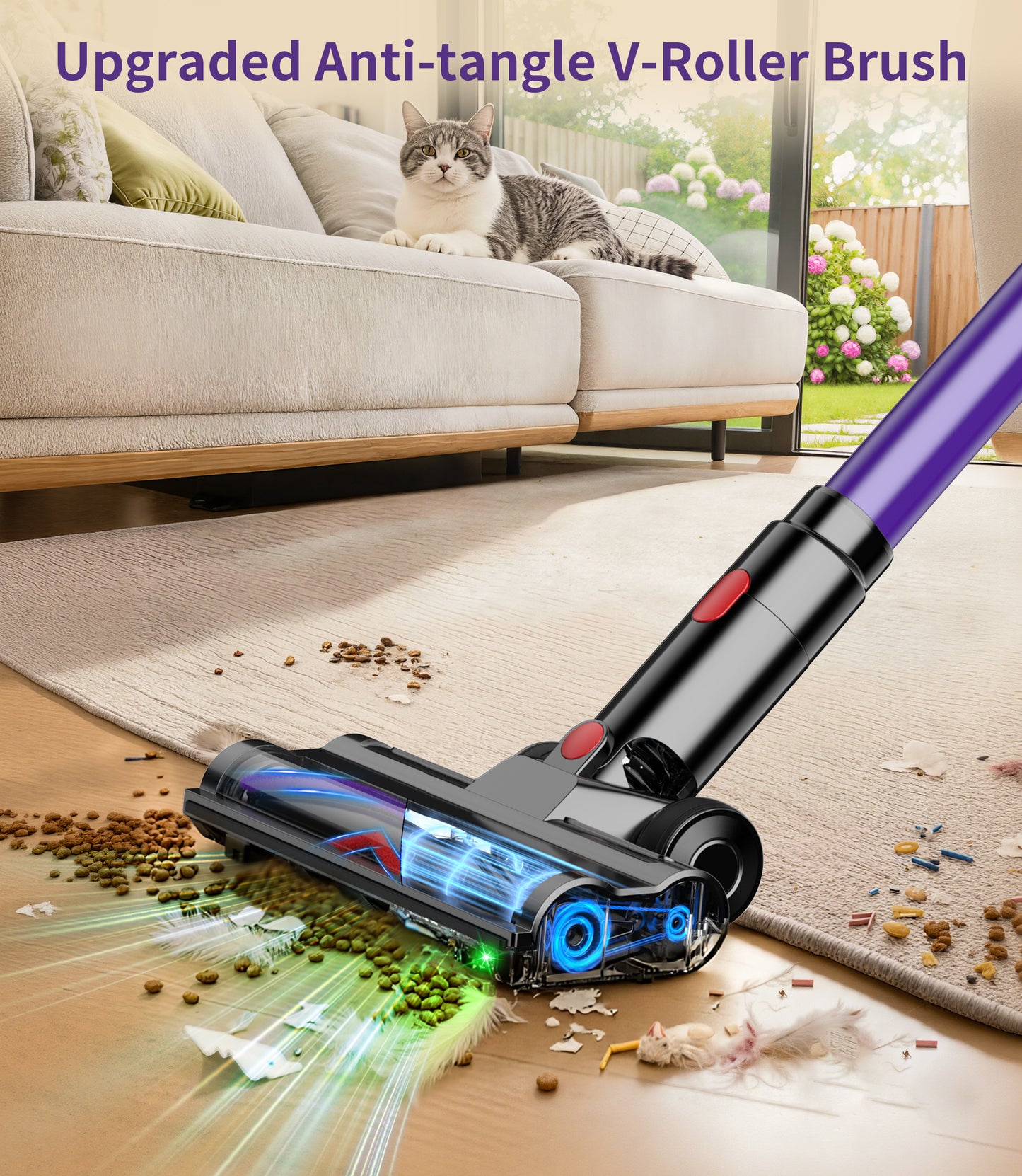 Emphsism-Leistungsstarker Akku-Staubsauger (38000Pa) für Tierhaare & Hartböden