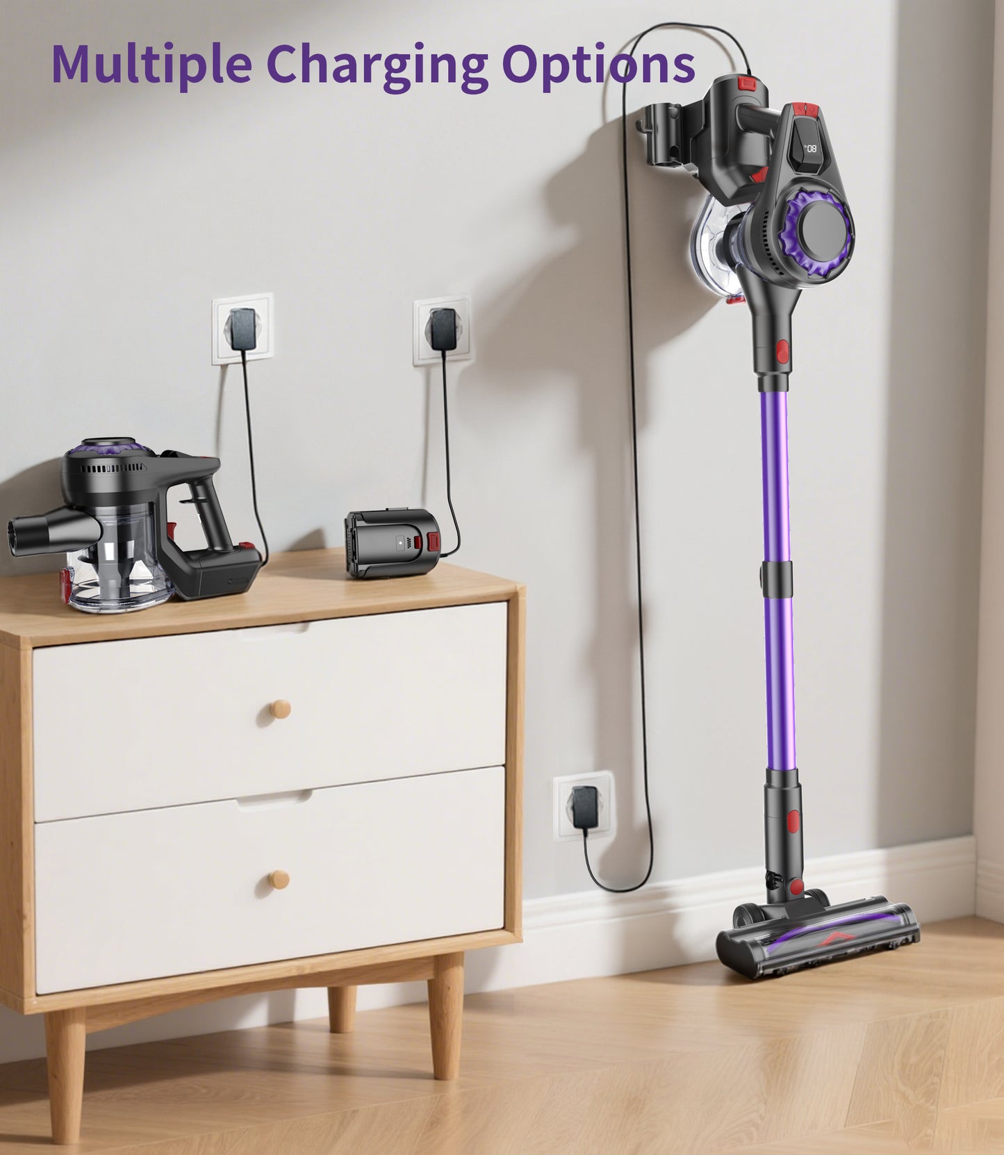 Emphsism-Leistungsstarker Akku-Staubsauger (38000Pa) für Tierhaare & Hartböden