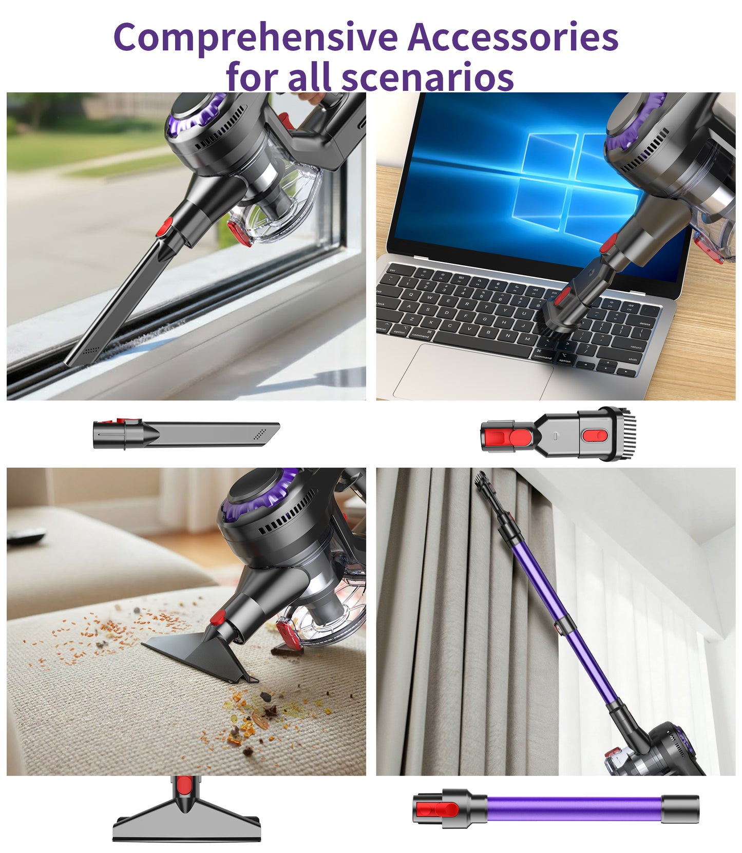 Emphsism-Leistungsstarker Akku-Staubsauger (38000Pa) für Tierhaare & Hartböden