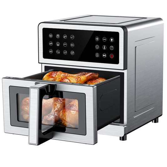 Heißluftfritteuse 8L XXL | Airfryer Ober/Unterhitze Heizelemente, Air Fryer Luftfritteuse Sichtfenster&Licht 12 Programme 2150W Metallgehäuse, Heissluftfritteuse m Kochrezept Max 200℃ für den Familien
