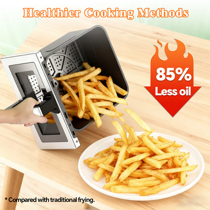 Emphsism Airfryer 8L mit Sichtfenster – Effizientes & Gesundes Kochen für Familien