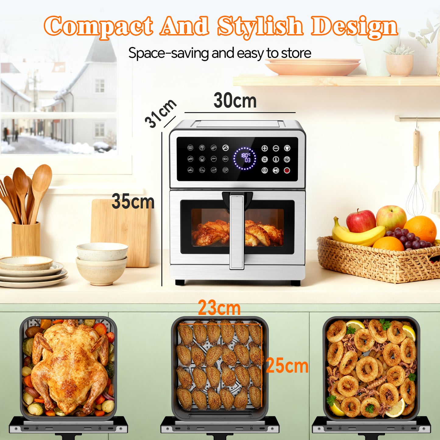 Emphsism Airfryer 8L mit Sichtfenster – Effizientes & Gesundes Kochen für Familien