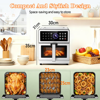 Emphsism Airfryer 8L mit Sichtfenster – Effizientes & Gesundes Kochen für Familien