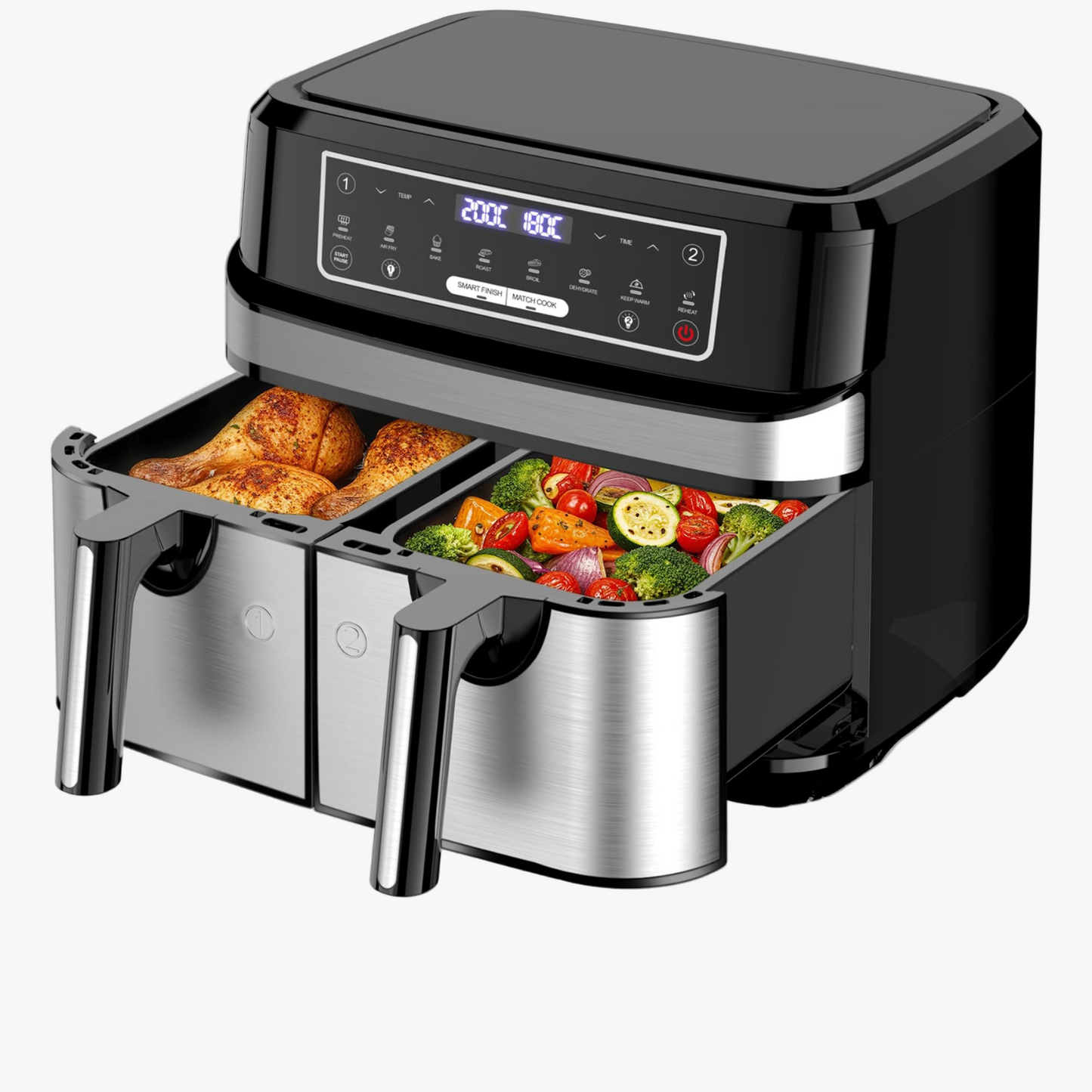 Emphsism Dual Zone Airfryer 9L – Doppelkammer für paralleles Kochvergnügen