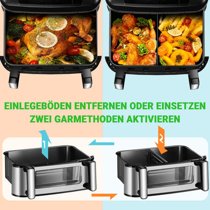 Emphsism Premium Airfryer 12L (Metall-Design) – Gesund Kochen, Flexibel & Stilvoll