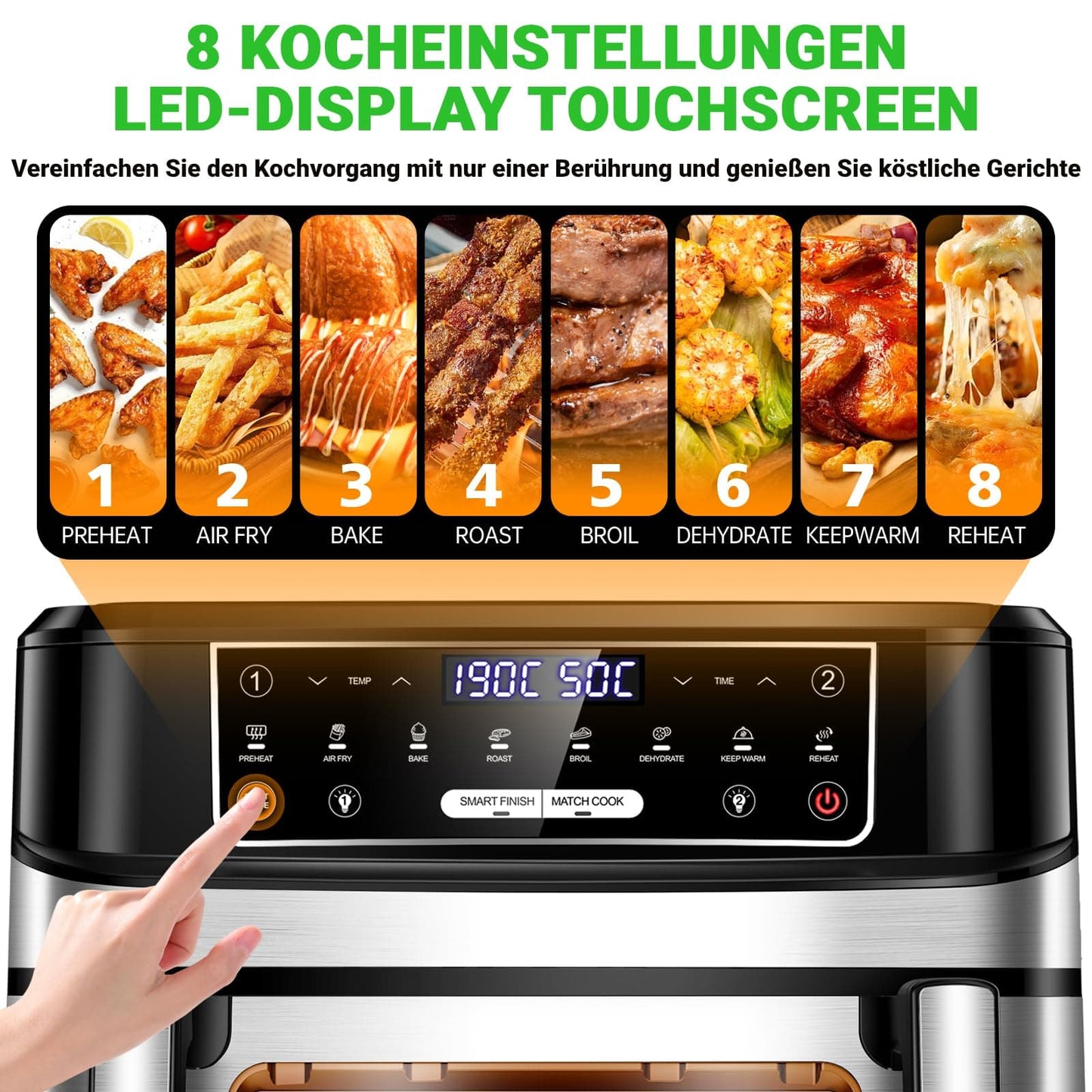 Emphsism Premium Airfryer 12L (Metall-Design) – Gesund Kochen, Flexibel & Stilvoll