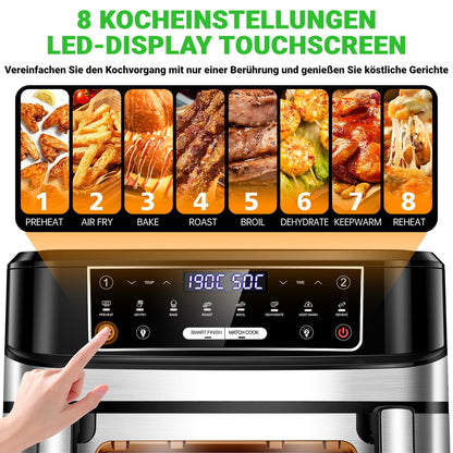 Emphsism Premium Airfryer 12L (Metall-Design) – Gesund Kochen, Flexibel & Stilvoll