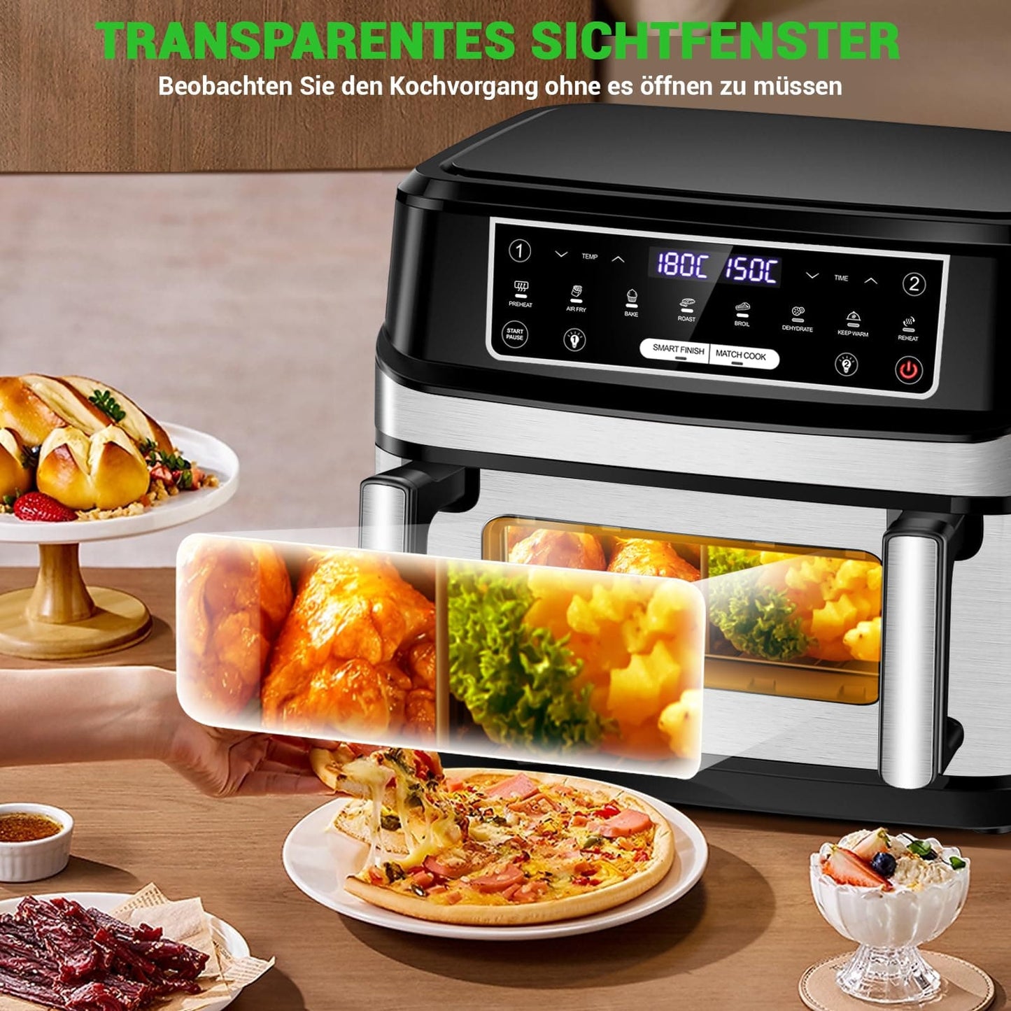 Emphsism Premium Airfryer 12L (Metall-Design) – Gesund Kochen, Flexibel & Stilvoll