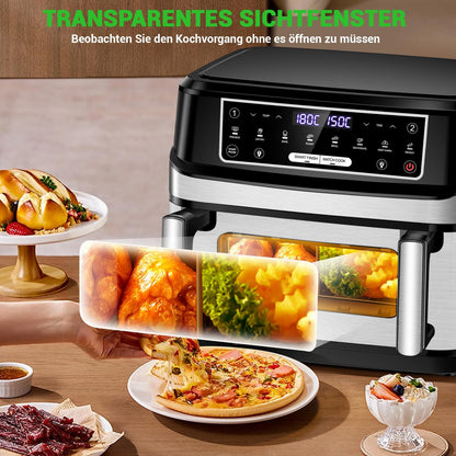 Emphsism Premium Airfryer 12L (Metall-Design) – Gesund Kochen, Flexibel & Stilvoll