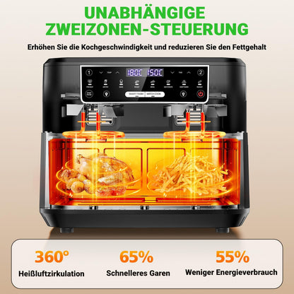 Emphsism Premium Airfryer 12L (Metall-Design) – Gesund Kochen, Flexibel & Stilvoll