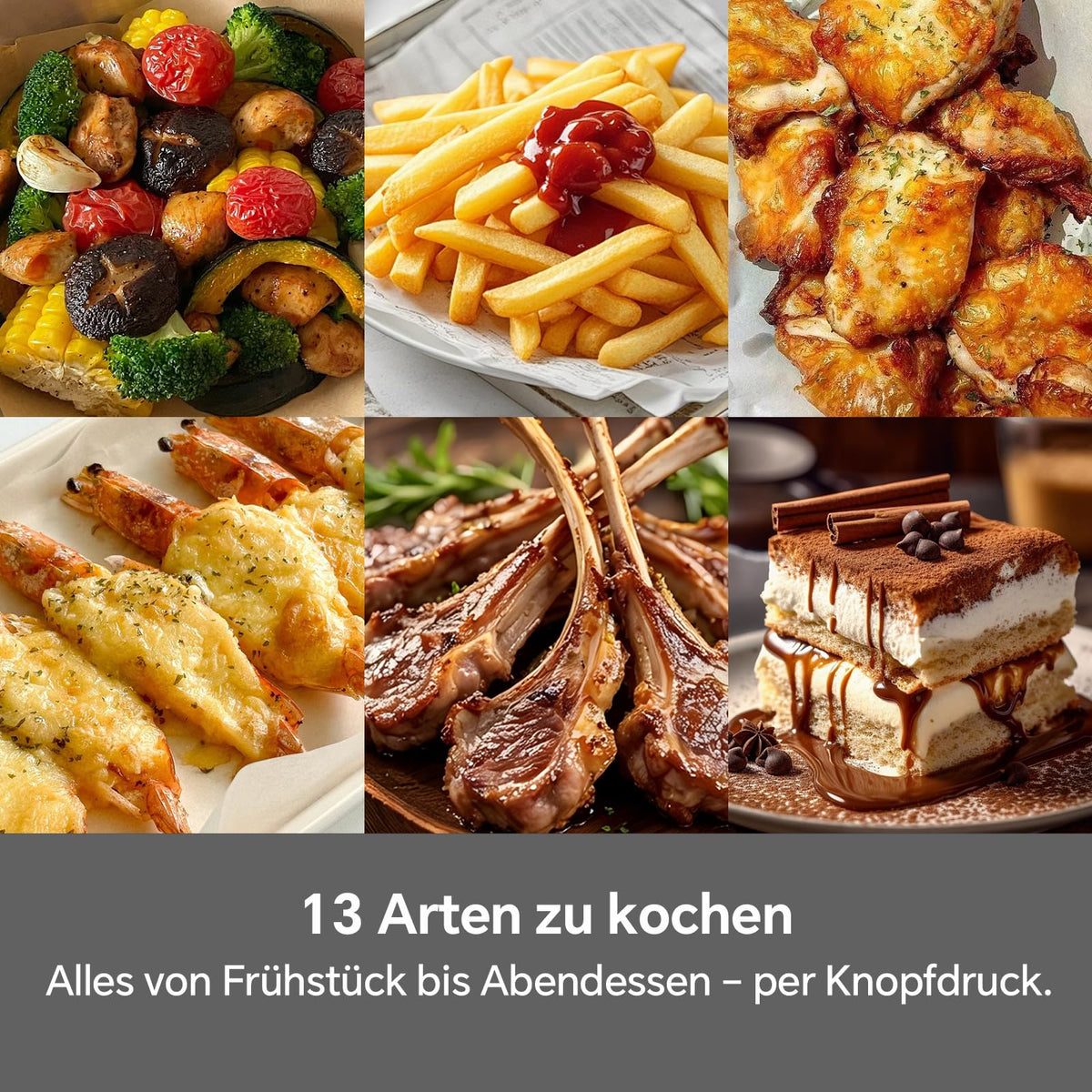 Emphsism Airfryer 12L Doppelkammer Heißluftfritteuse XXL, 2600W Airfryer mit Sichtfenster & Ober-/Unterhitze
